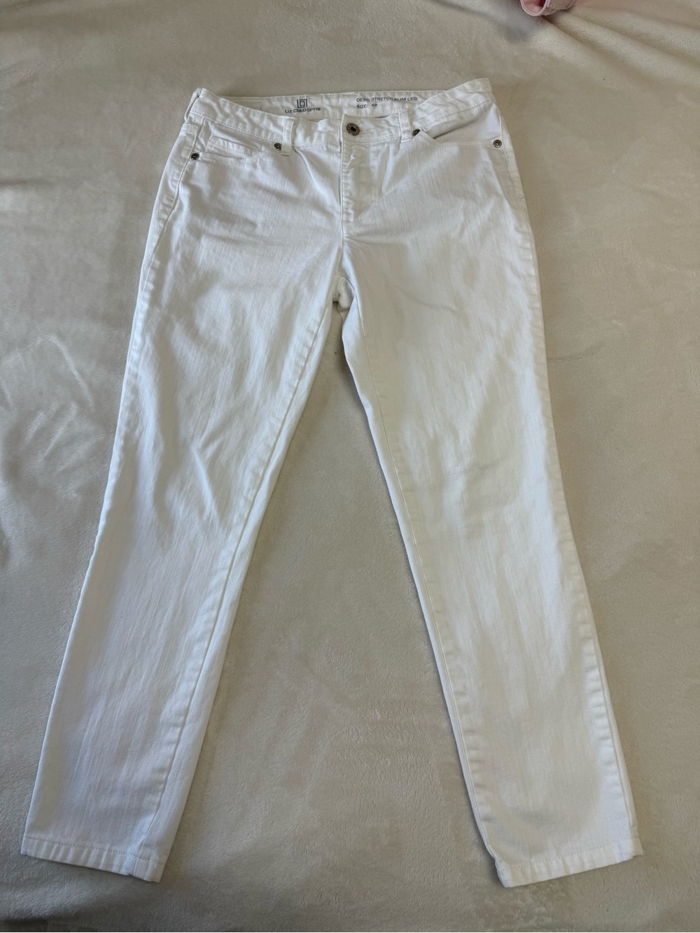 Liz Claiborne White Stretch Slim Leg Jeans for Women 4P